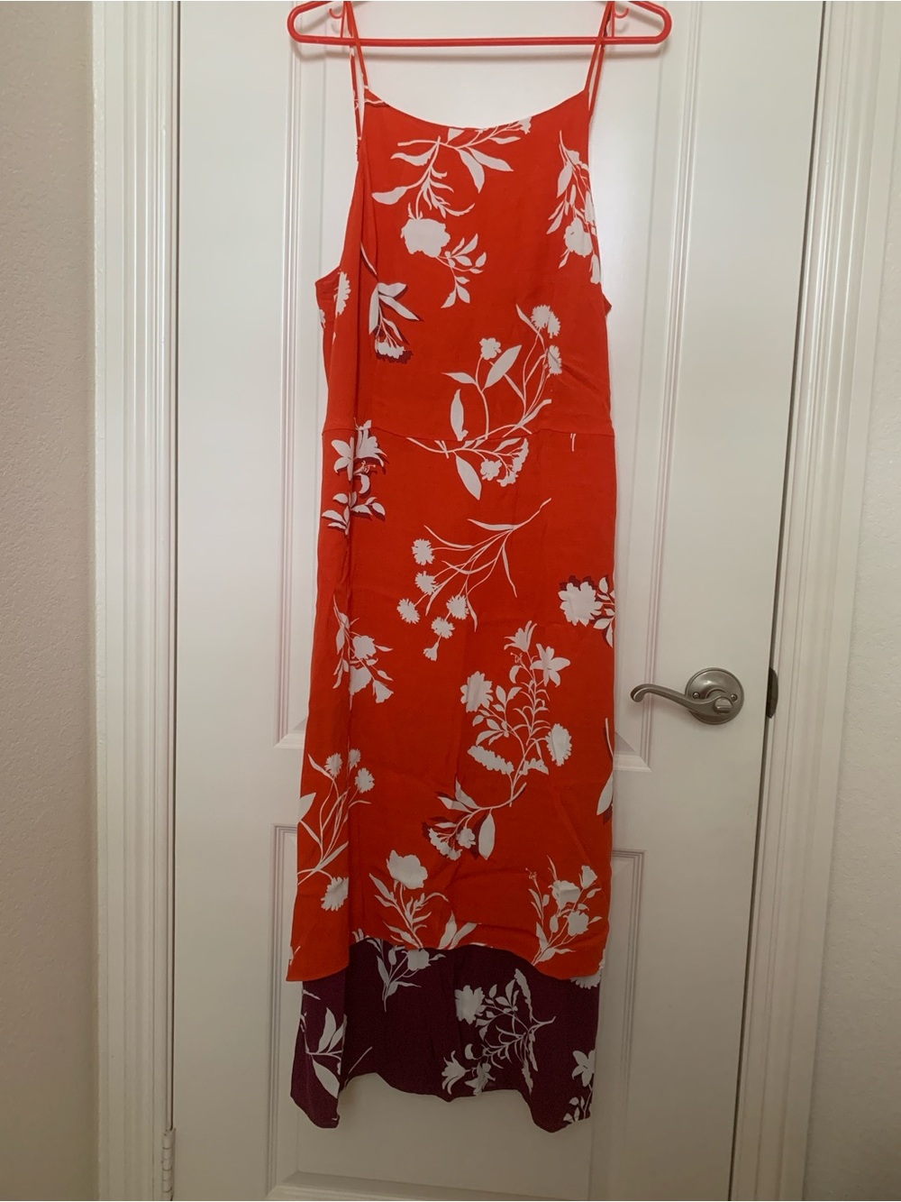 NWOT Ann Taylor Floral Midi Dress Size 14 Orange Purple White Detail Sleeveless